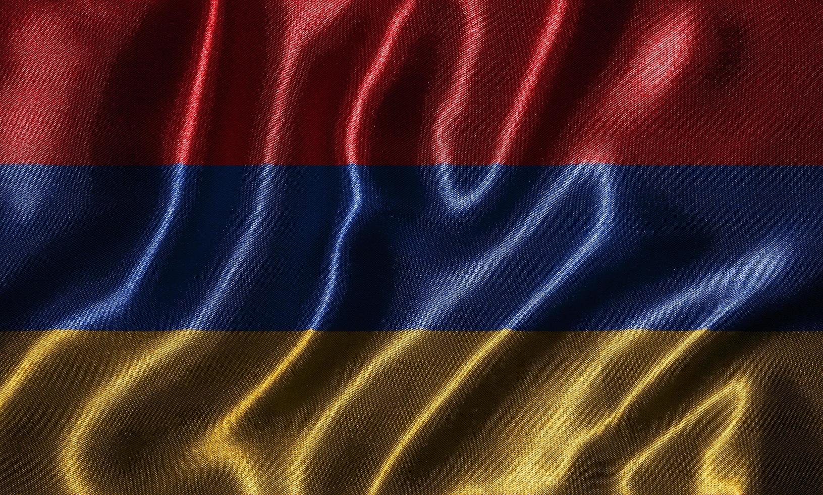 papel pintado de la bandera de armenia y bandera ondeando por tela. foto