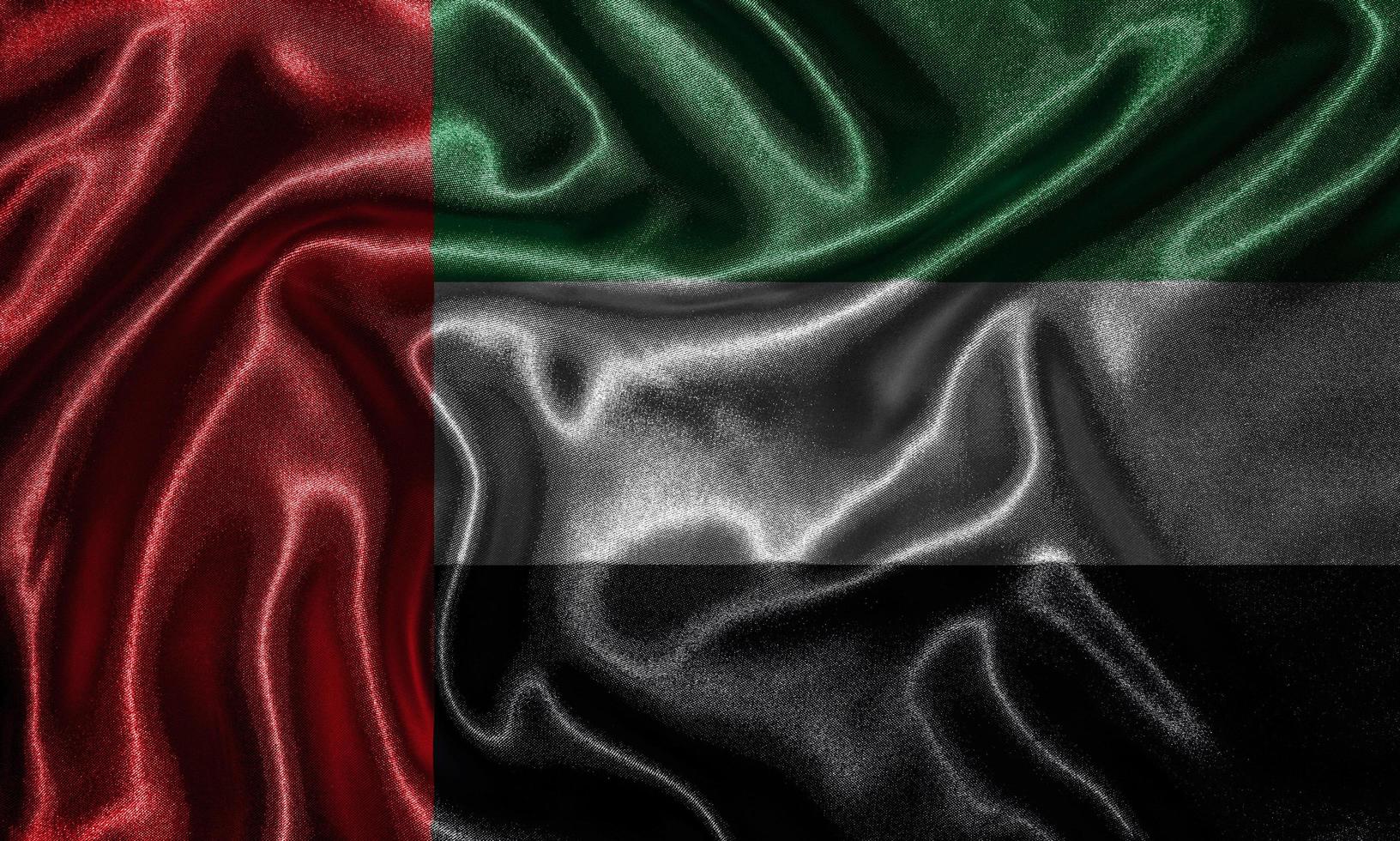 Wallpaper by Arab Emirates flag and waving flag by fabric. photo