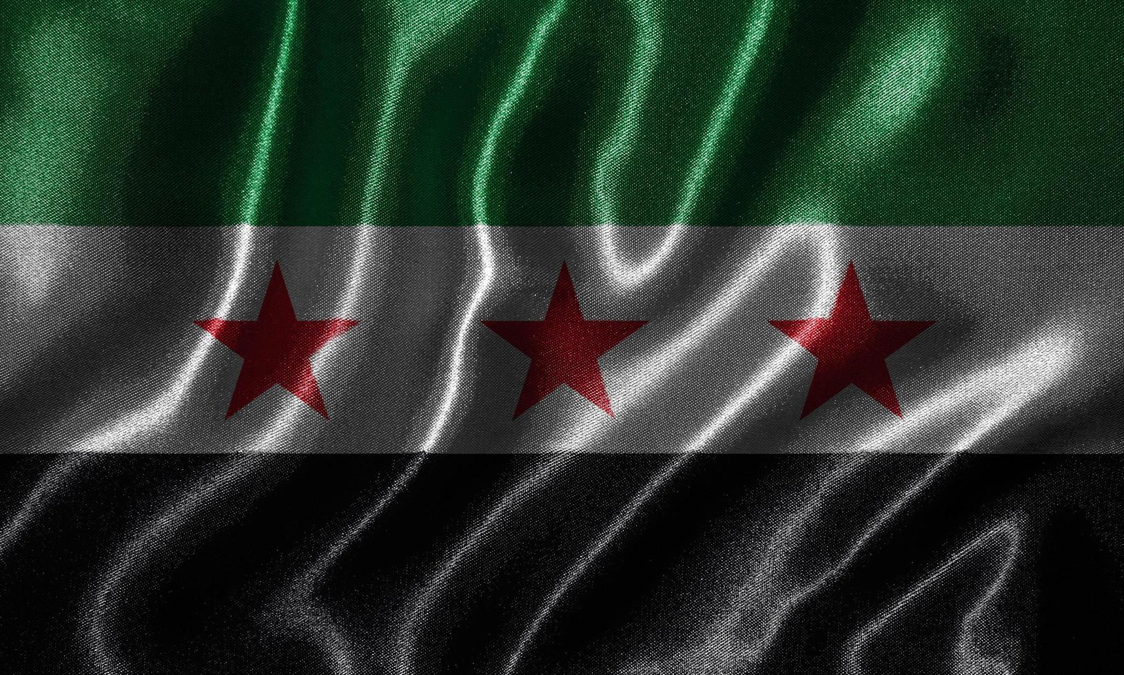 papel tapiz de la bandera de Siria y bandera ondeando por la tela. foto