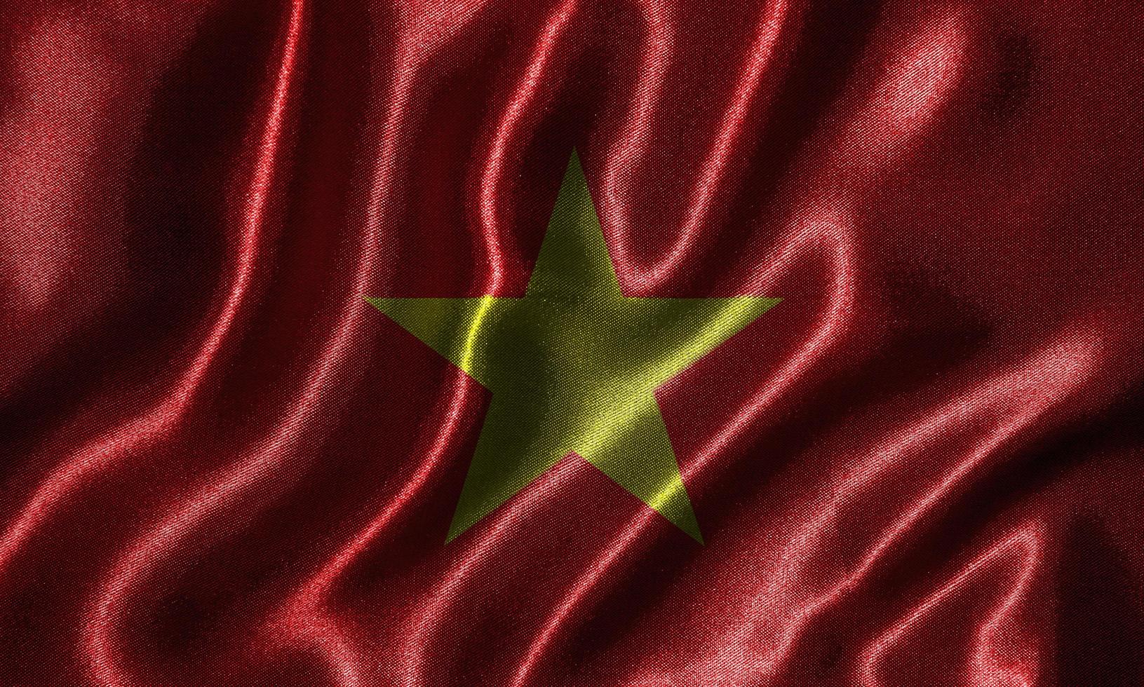 Wallpaper by Vietnam flag and waving flag by fabric. photo