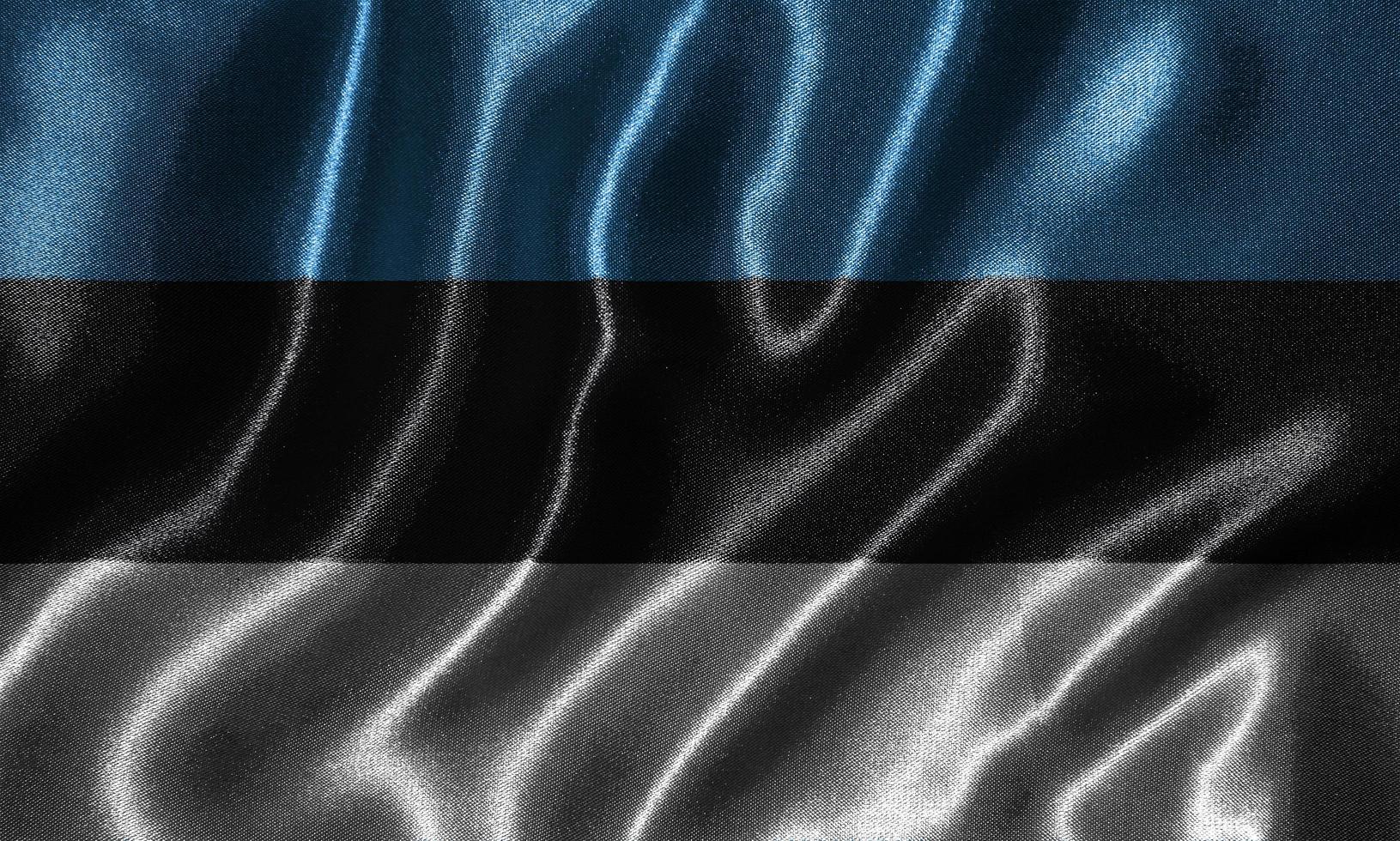 papel pintado de la bandera de Estonia y bandera ondeante de la tela. foto
