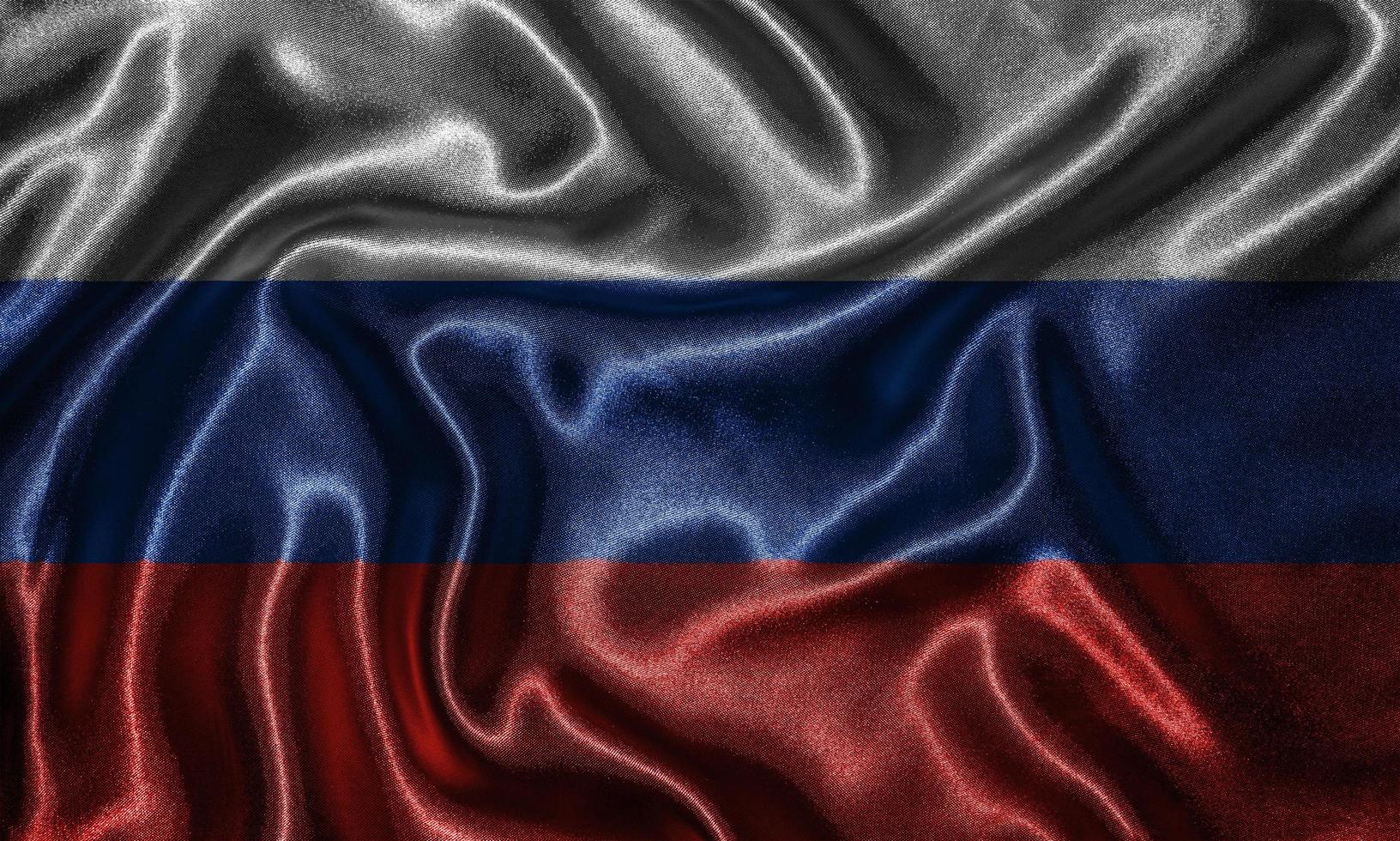 papel tapiz de la bandera de Rusia y bandera ondeando por la tela. foto