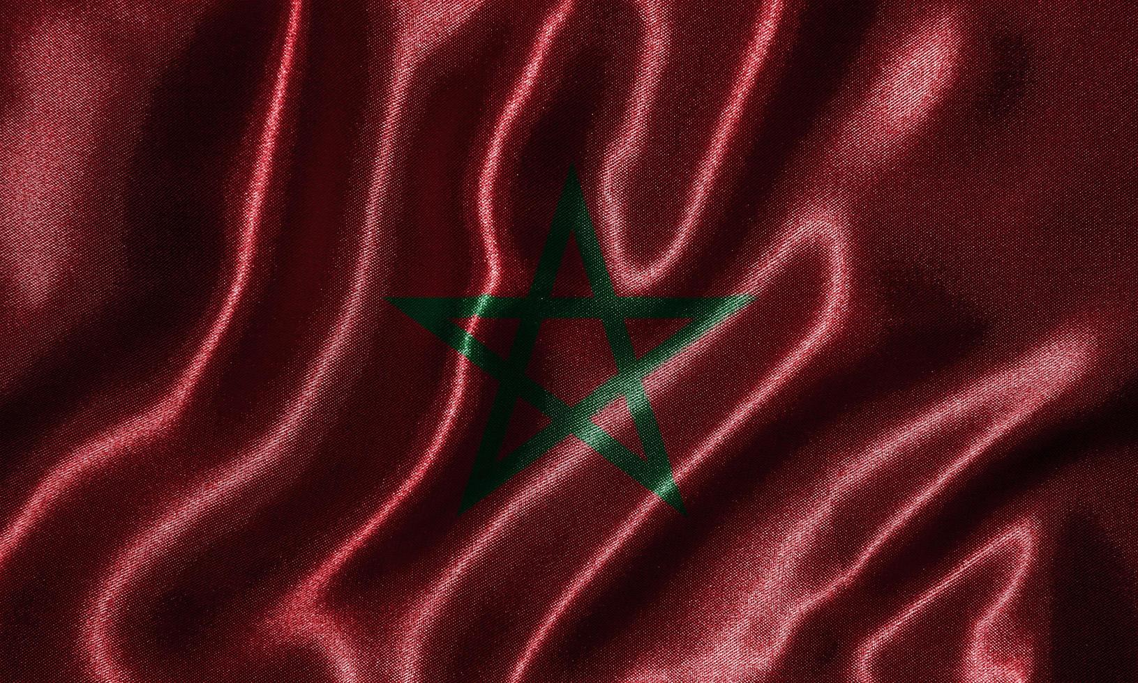 Wallpaper by Morocco flag and waving flag by fabric. photo