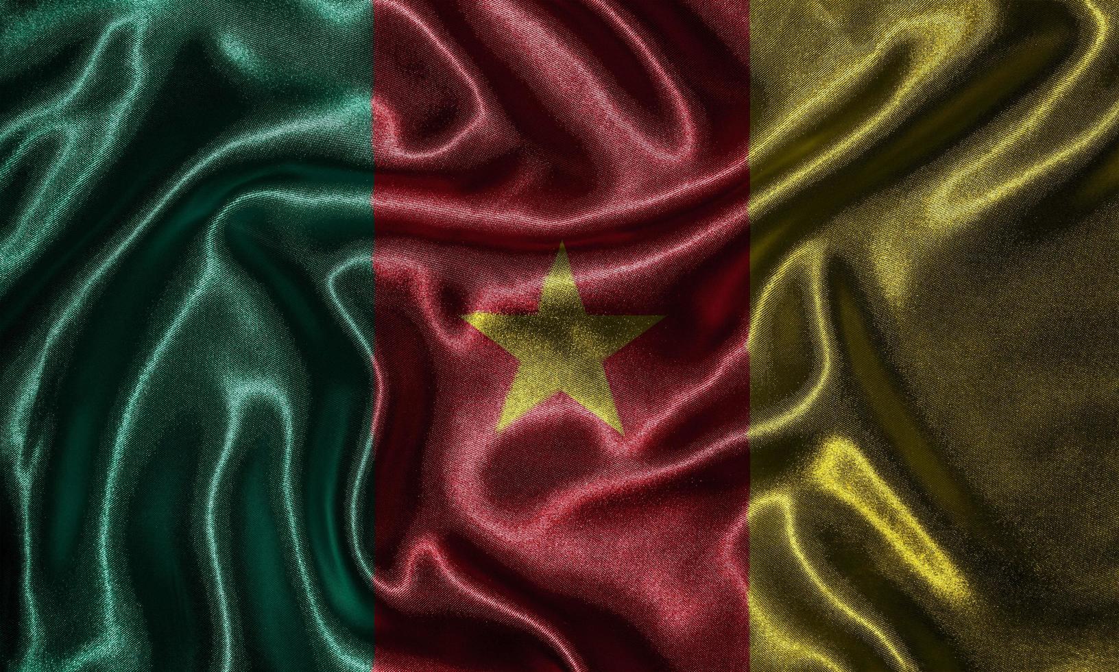 Wallpaper by Cameroon flag and waving flag by fabric. photo