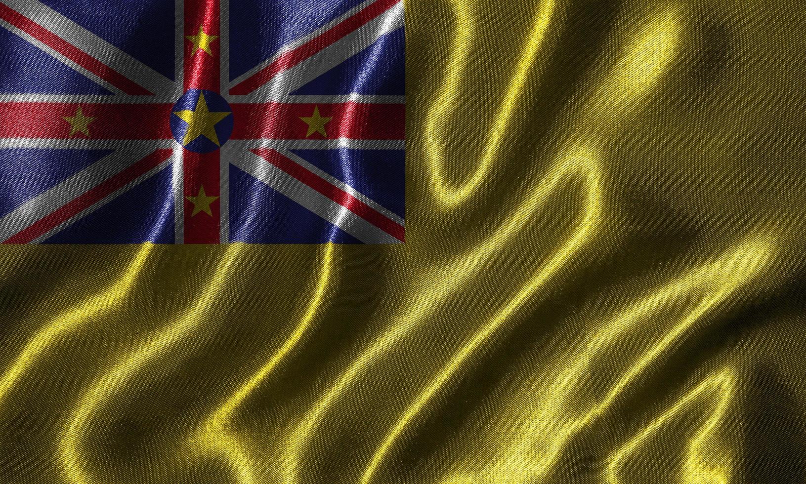 Wallpaper by Niue flag and waving flag by fabric. photo