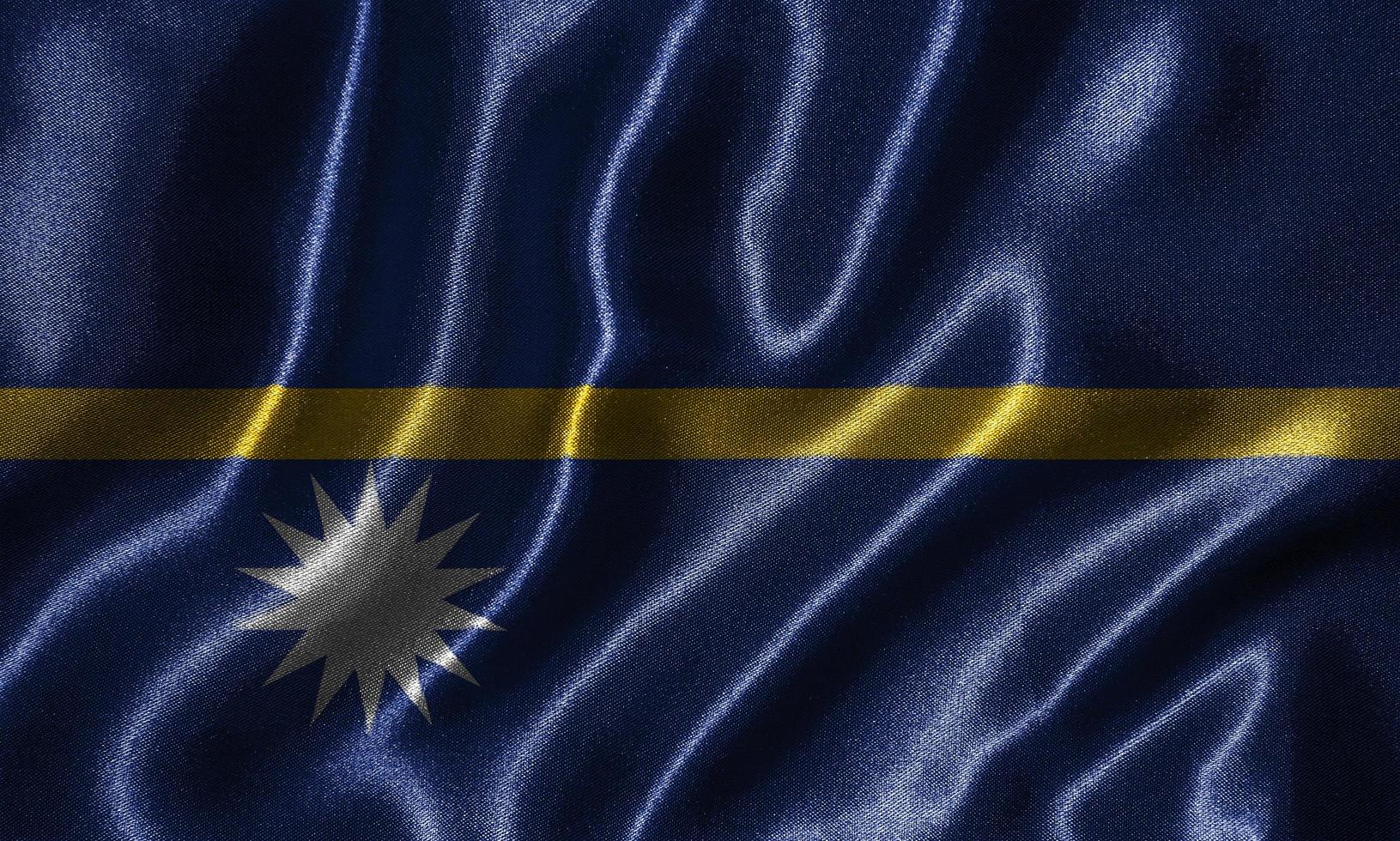 Fondo de pantalla de la bandera de Nauru y bandera ondeante de la tela. foto