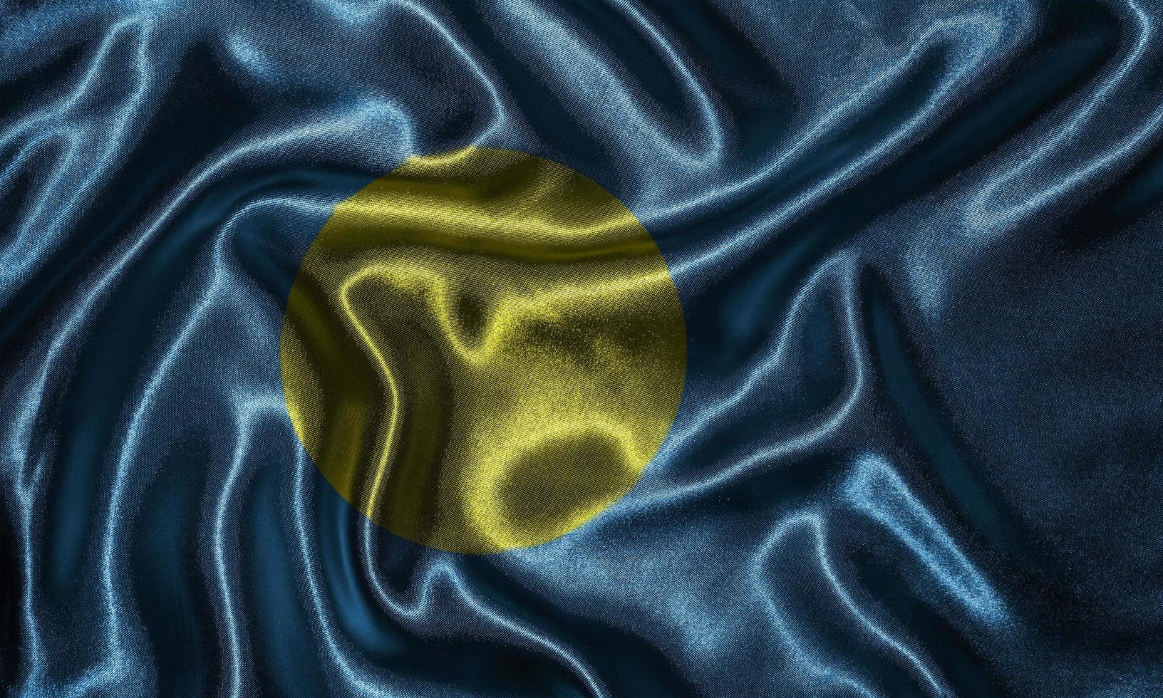 Wallpaper by Palau flag and waving flag by fabric. photo