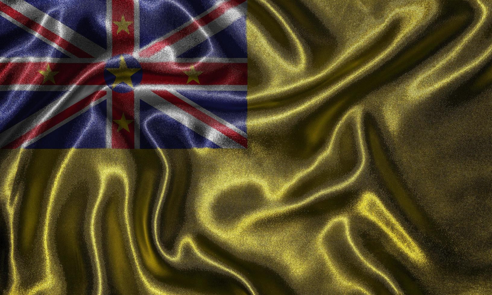Wallpaper by Niue flag and waving flag by fabric. photo