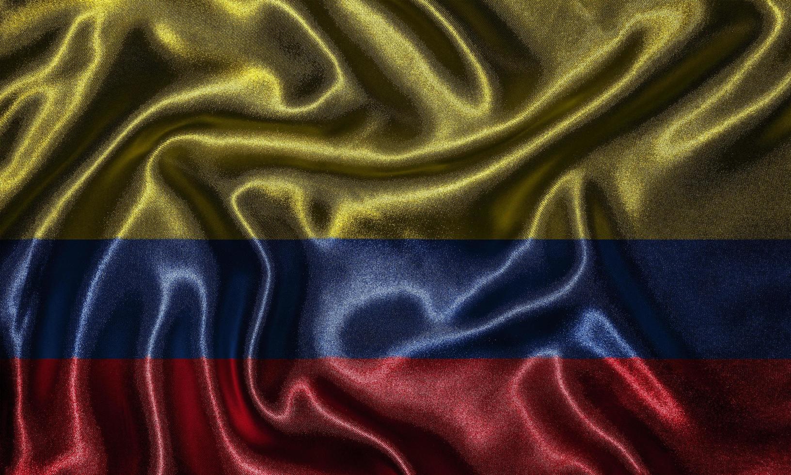 Wallpaper by Colombia flag and waving flag by fabric. photo