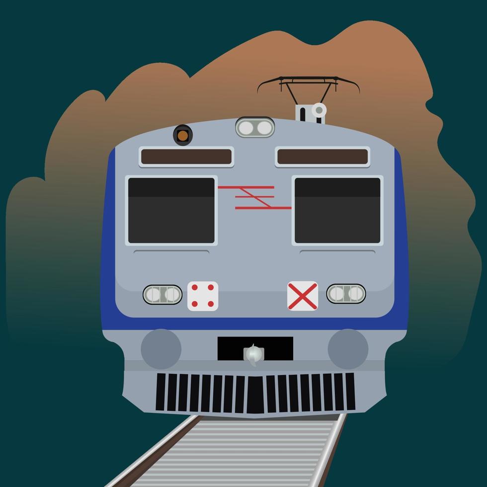 Blue Local India train vector