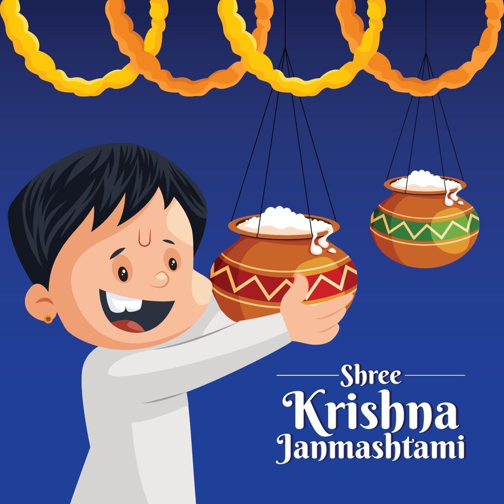 Banner design of Shree Krishna Janmashtami Indian festival template vector