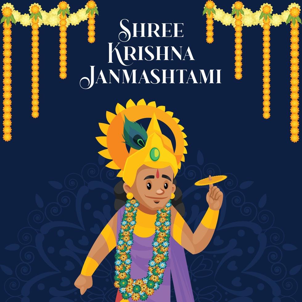 diseño de banner de plantilla de festival indio krishna janmashtami vector