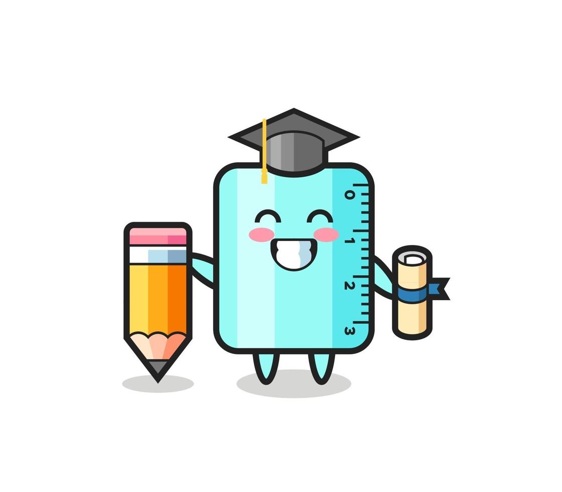 ruler illustration cartoon is graduation with a giant pencil vector