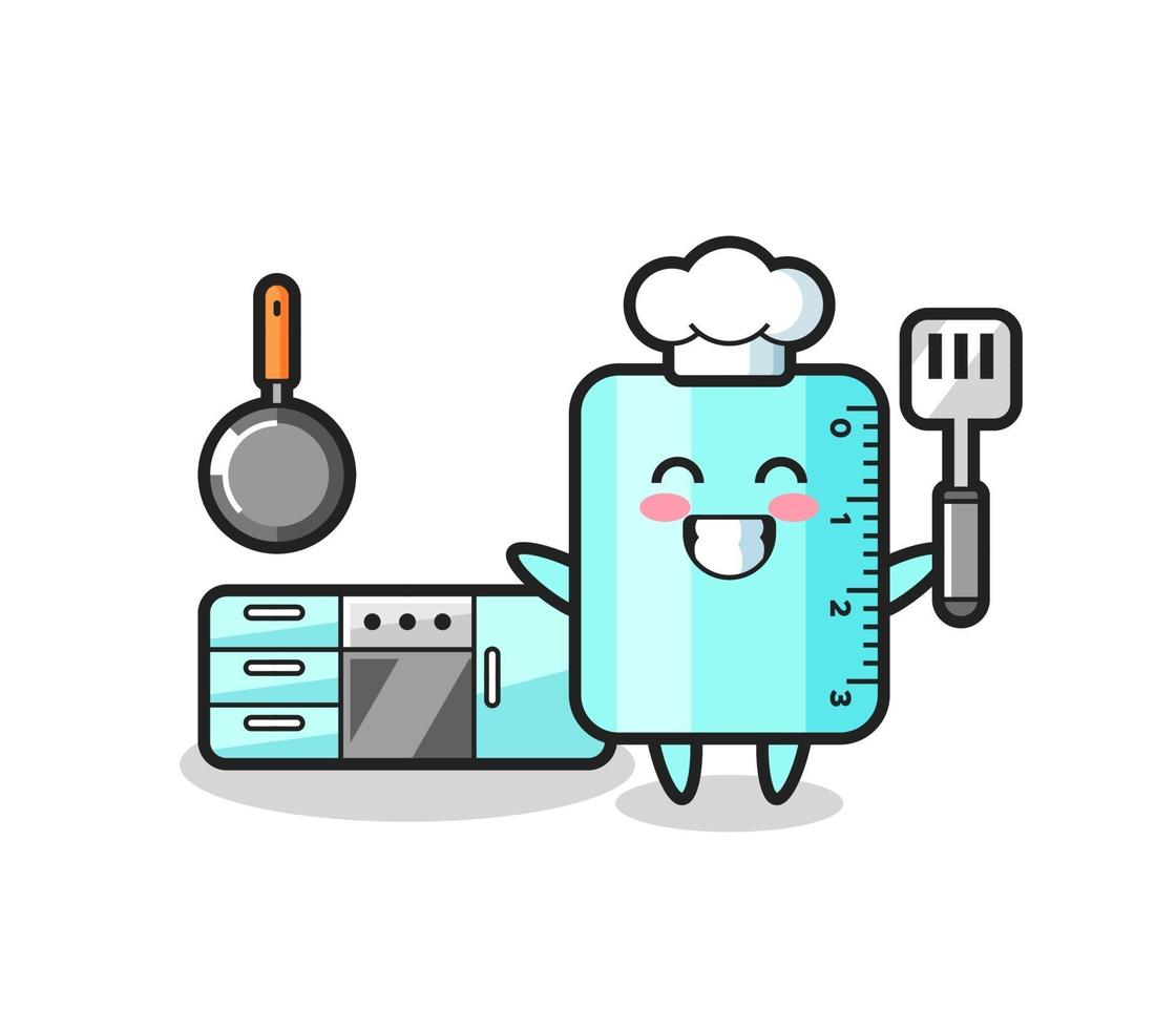 ruler character illustration as a chef is cooking vector