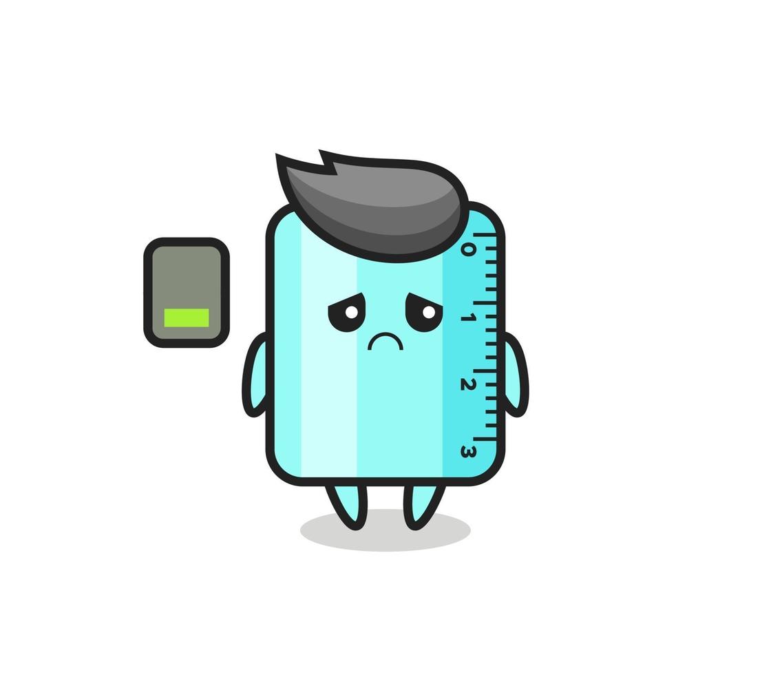 ruler mascot character doing a tired gesture vector