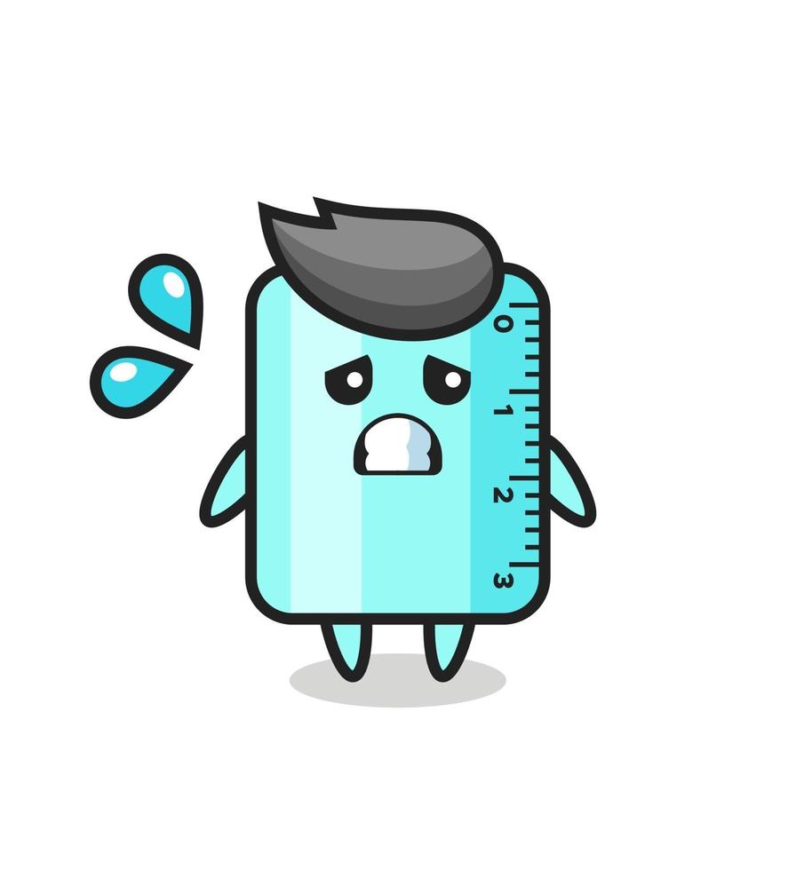 ruler mascot character with afraid gesture vector