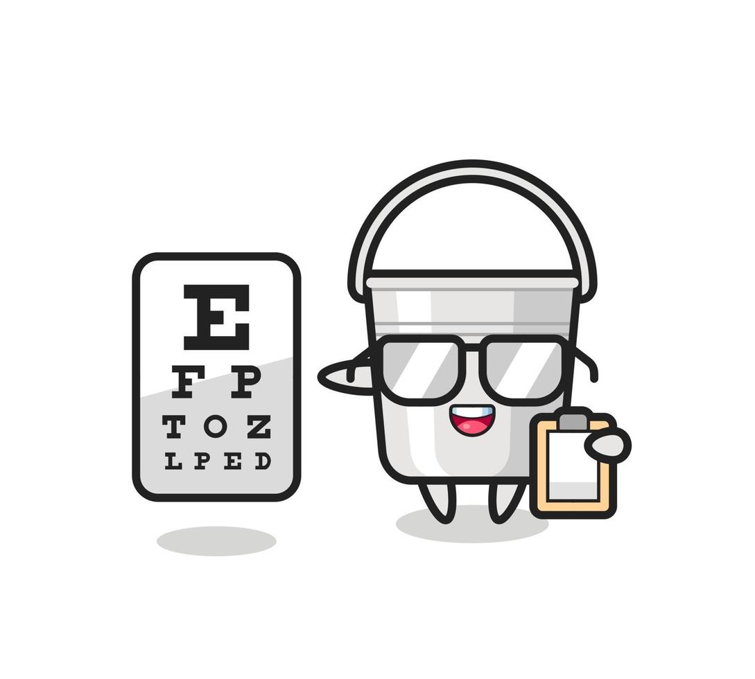 Illustration of metal bucket mascot as an ophthalmologist vector