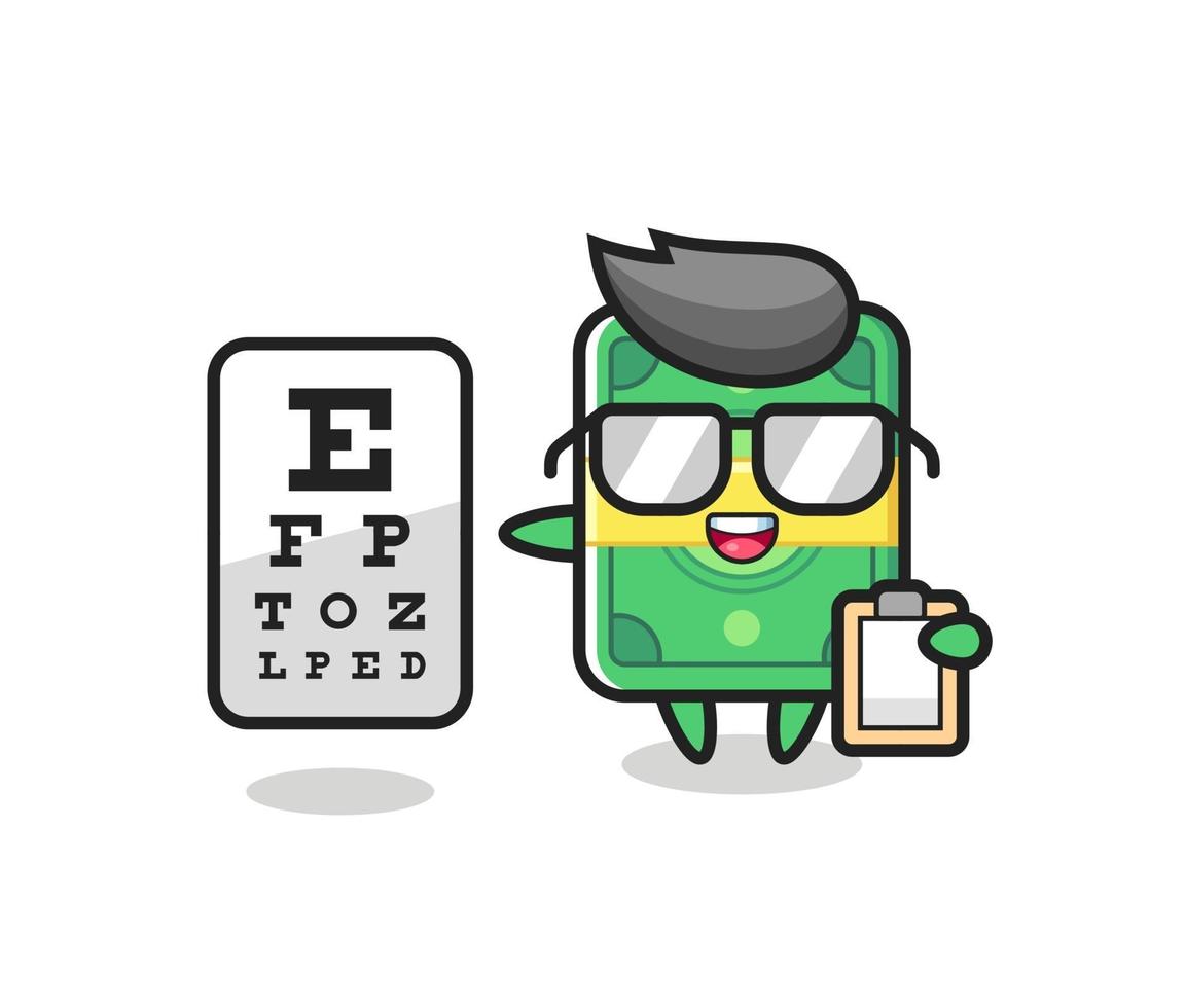 Illustration of money mascot as an ophthalmologist vector