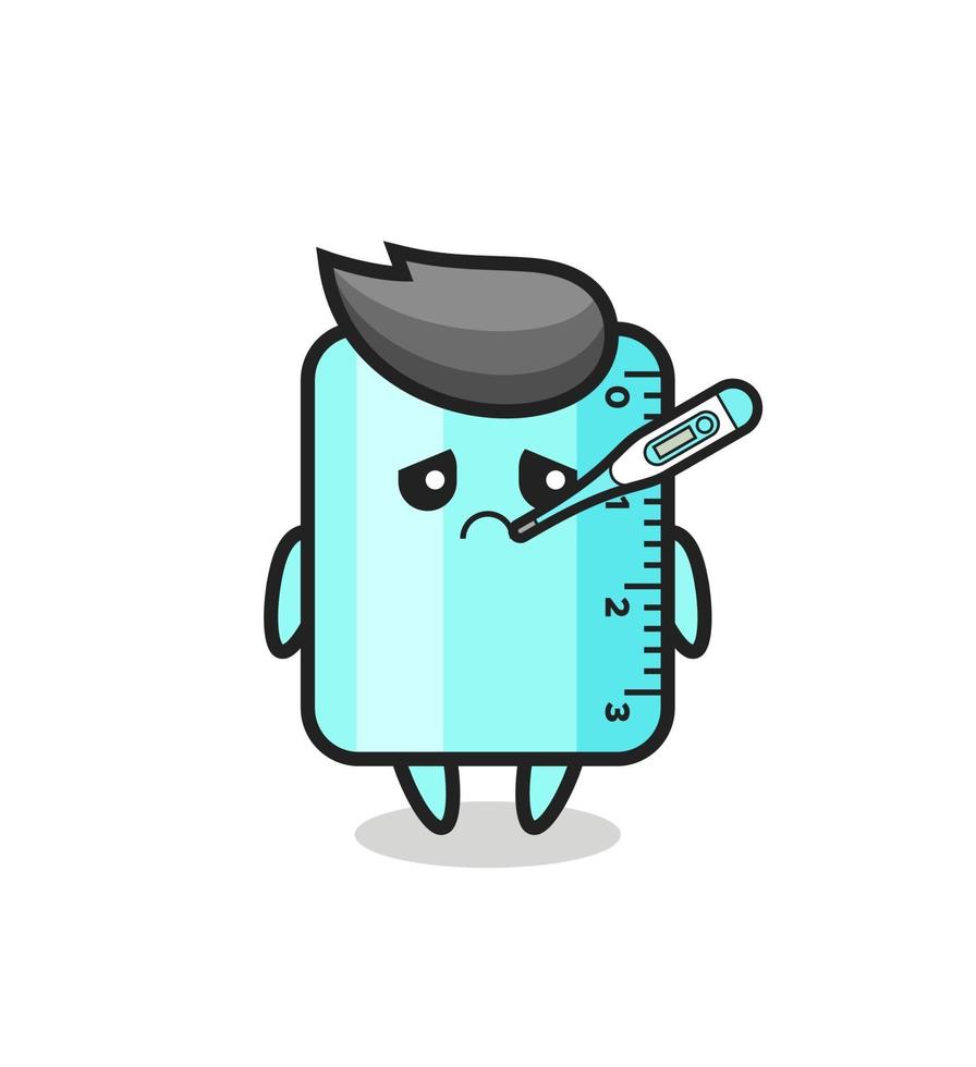 ruler mascot character with fever condition vector