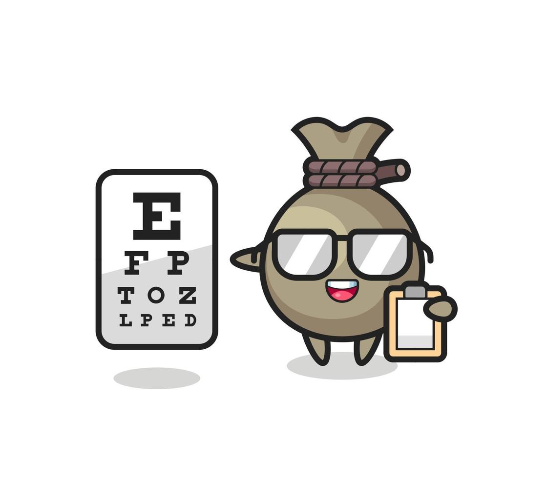 Illustration of money sack mascot as an ophthalmologist vector