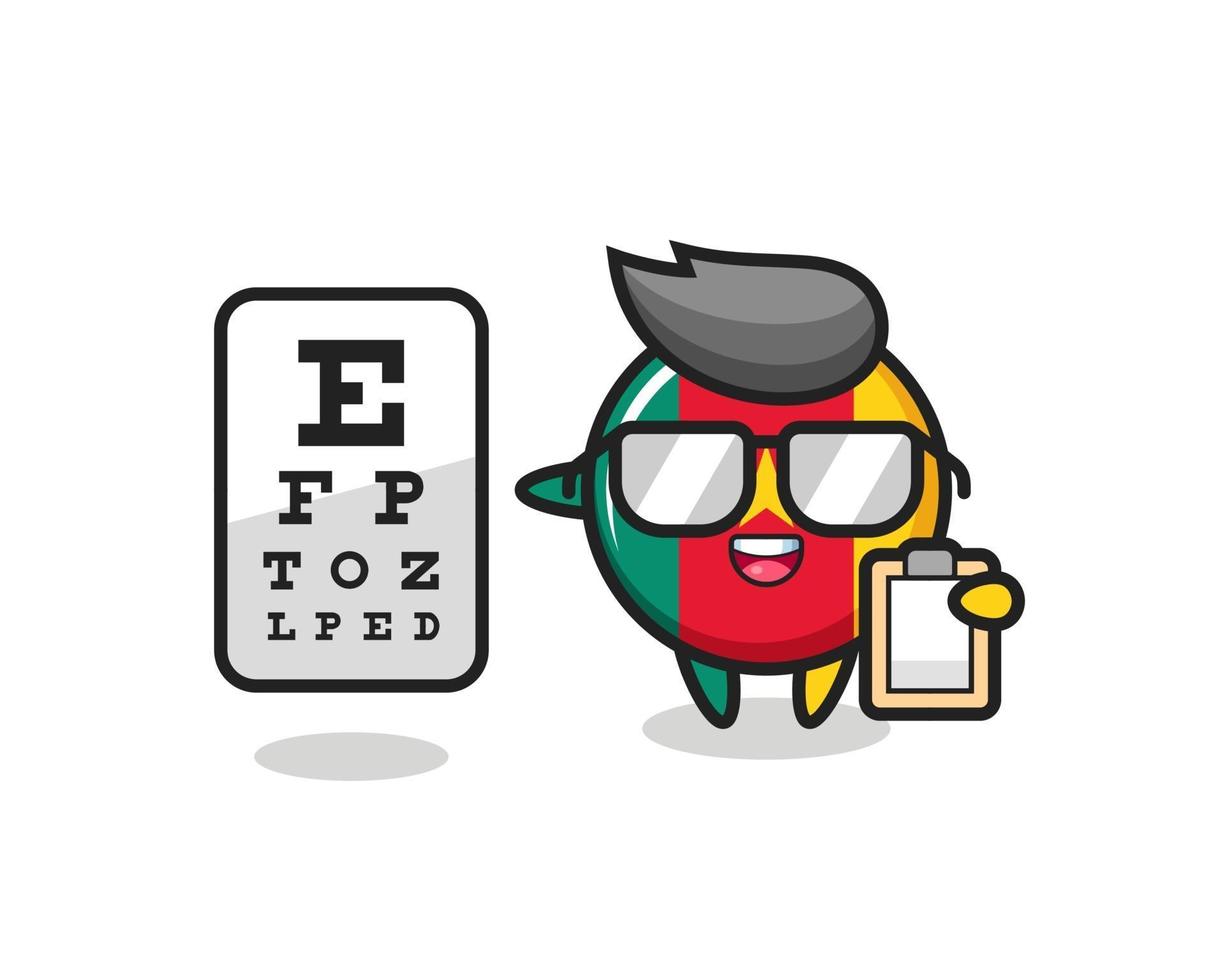 Illustration of cameroon flag badge mascot as an ophthalmologist vector