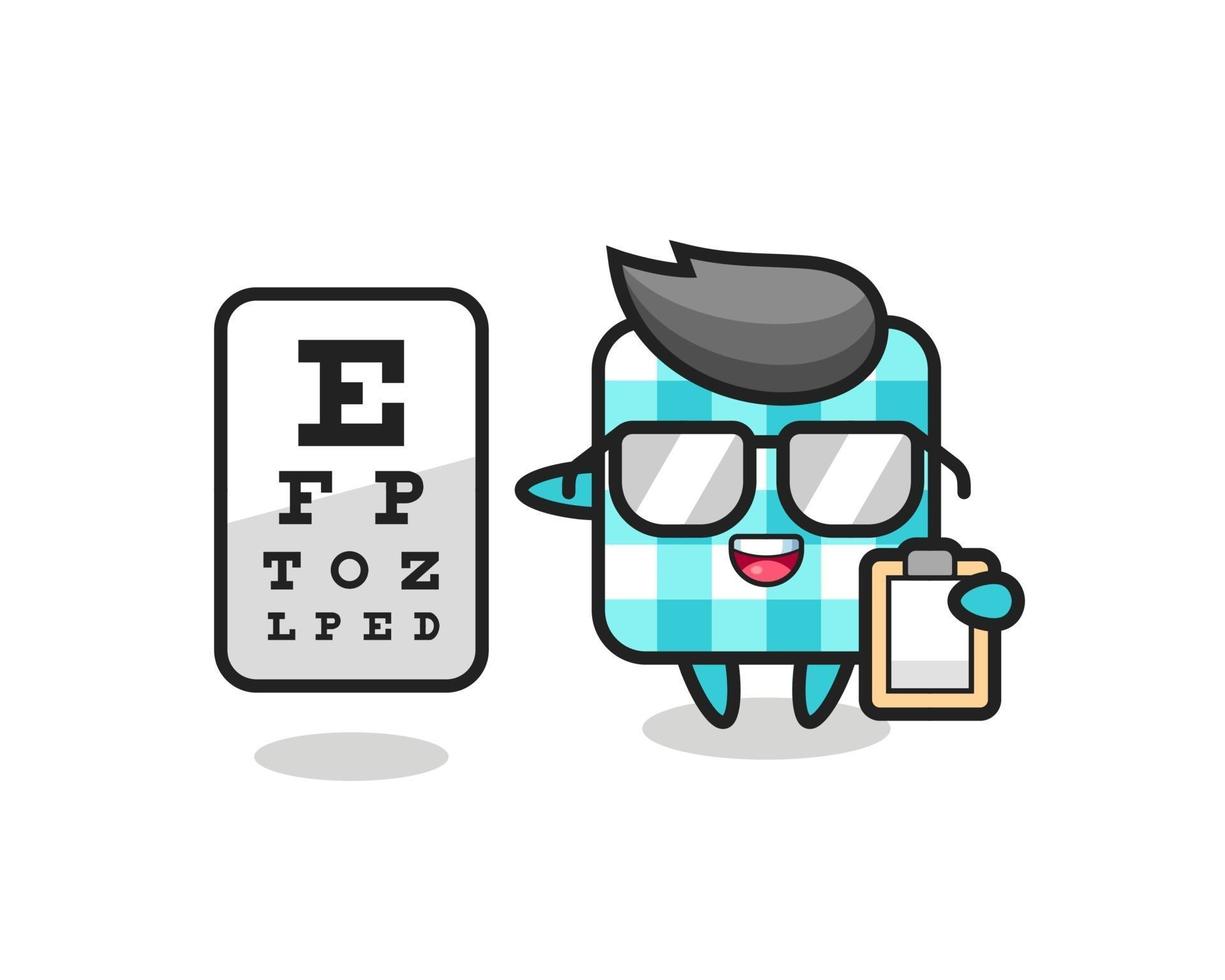 Illustration of checkered tablecloth mascot as an ophthalmologist vector