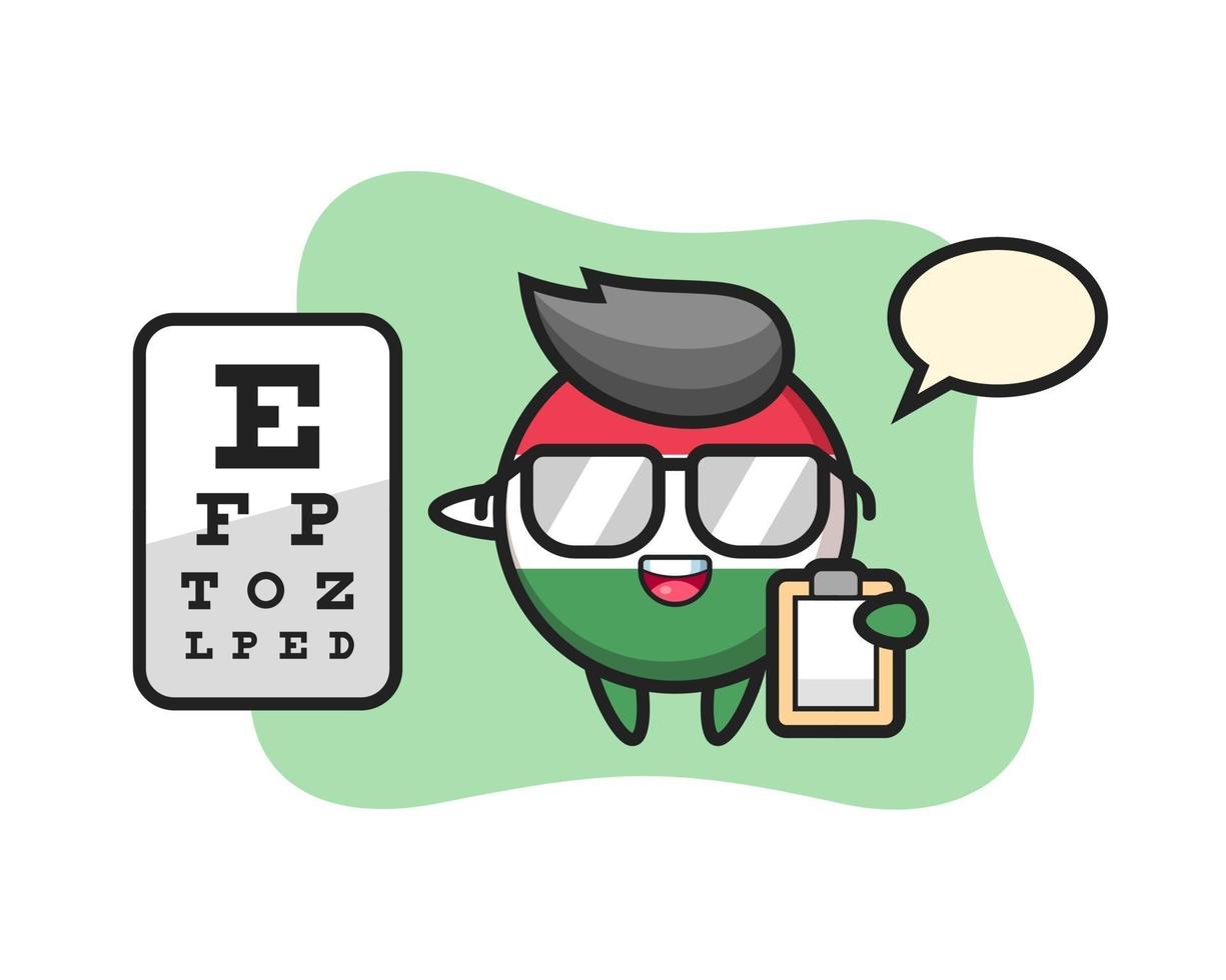 Illustration of hungary flag badge mascot as an ophthalmologist vector