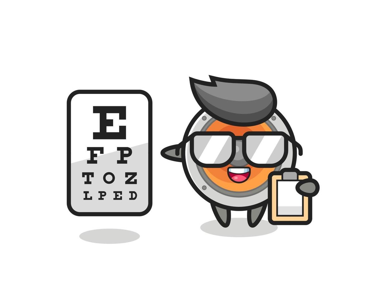 Ilustración de la mascota del altavoz como oftalmólogo. vector