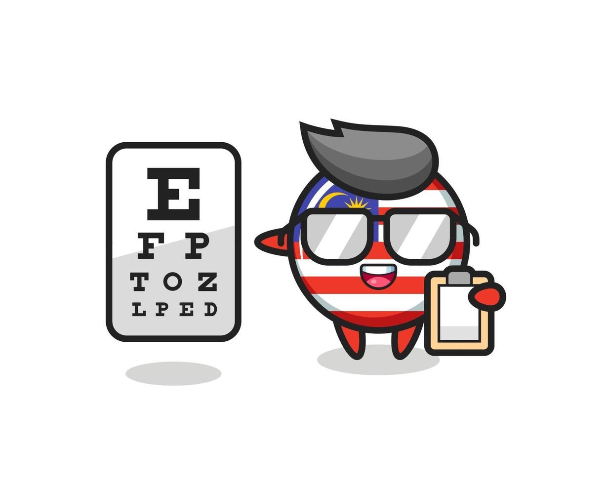 Illustration of malaysia flag badge mascot as an ophthalmologist vector