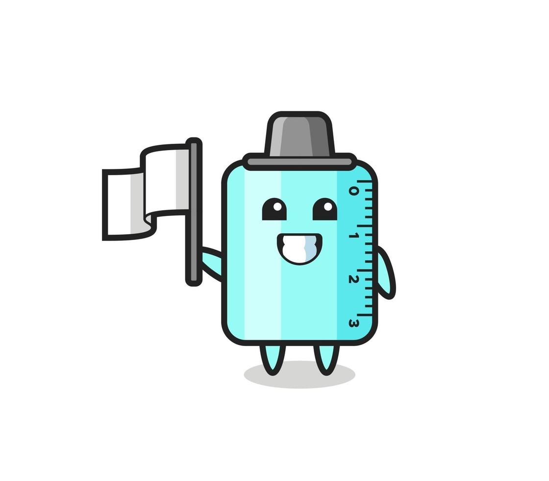 Cartoon character of ruler holding a flag vector