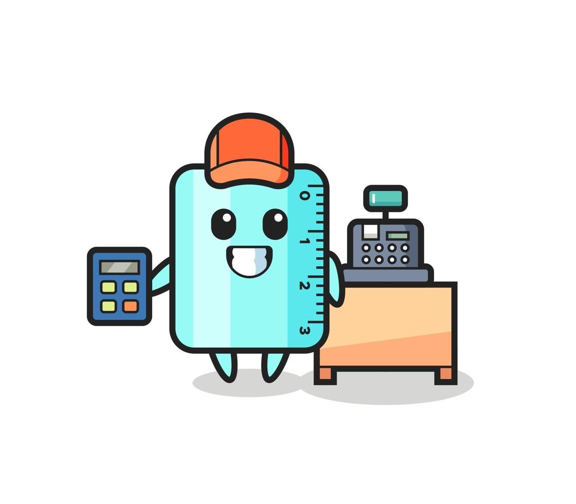 Illustration of ruler character as a cashier vector