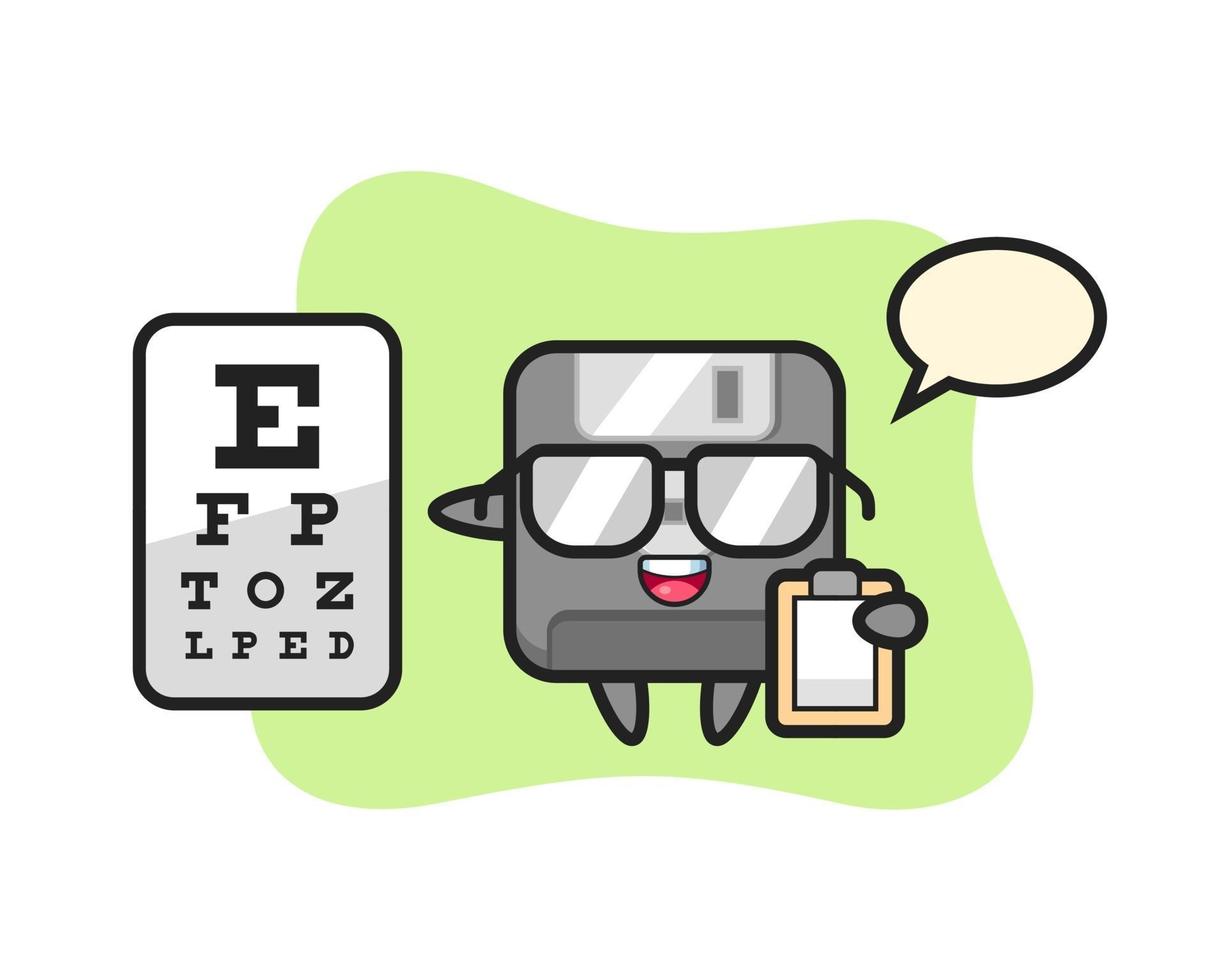 Illustration of floppy disk mascot as an ophthalmologist vector