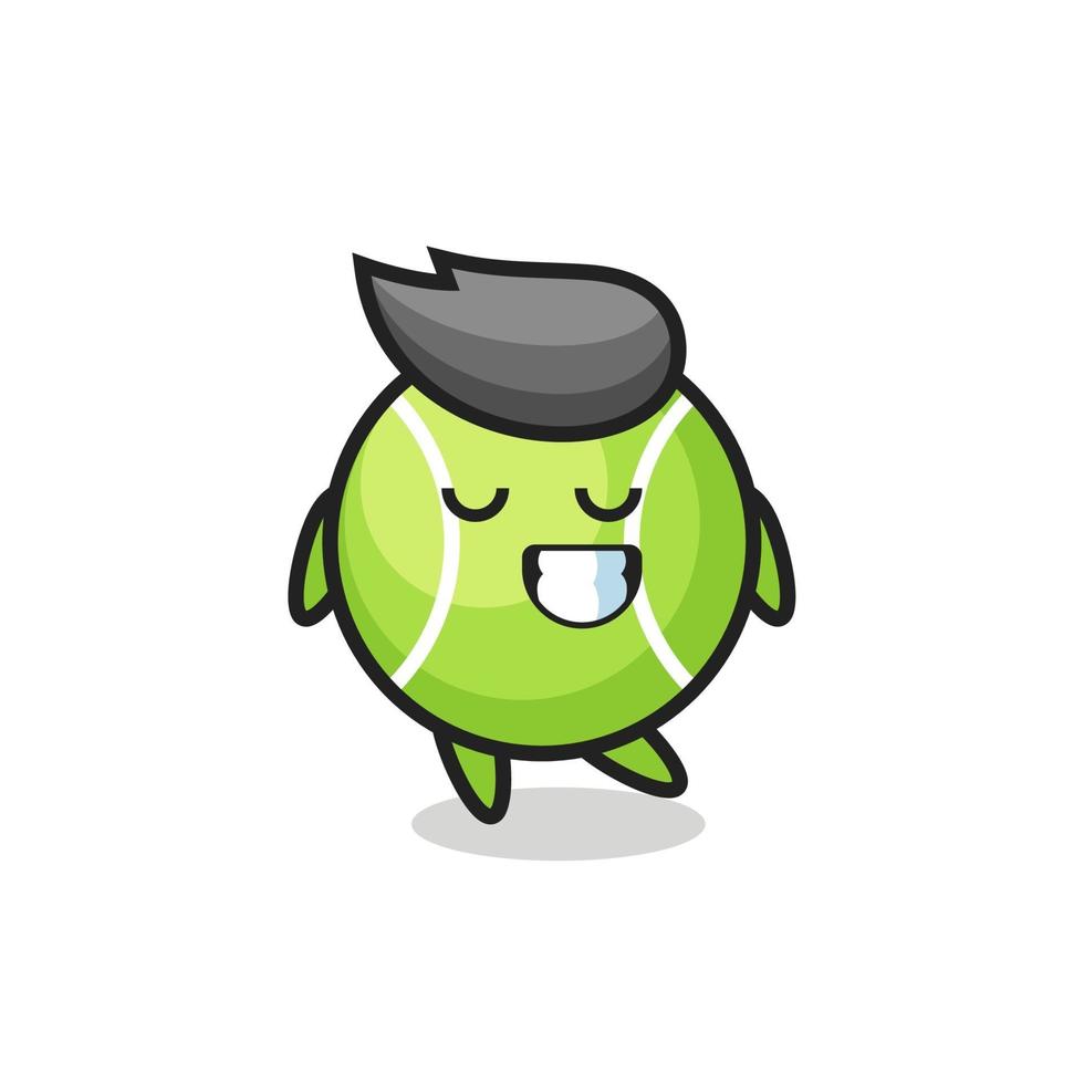 tennis ball cartoon illustration with a shy expression vector