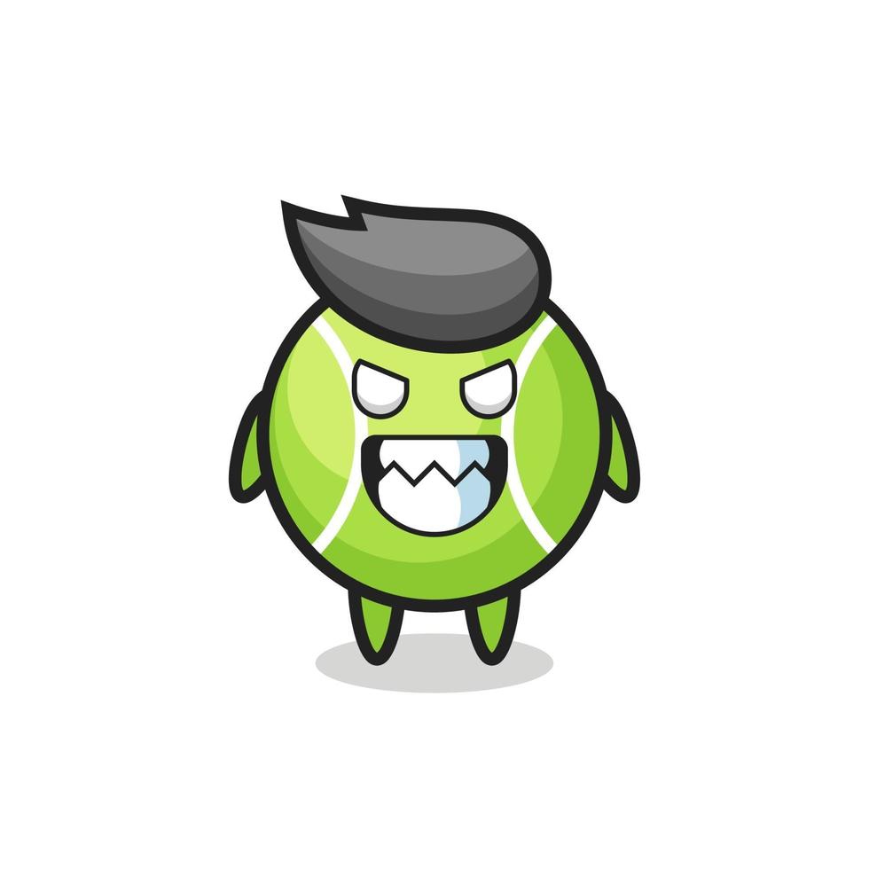 evil expression of the tennis ball cute mascot character vector