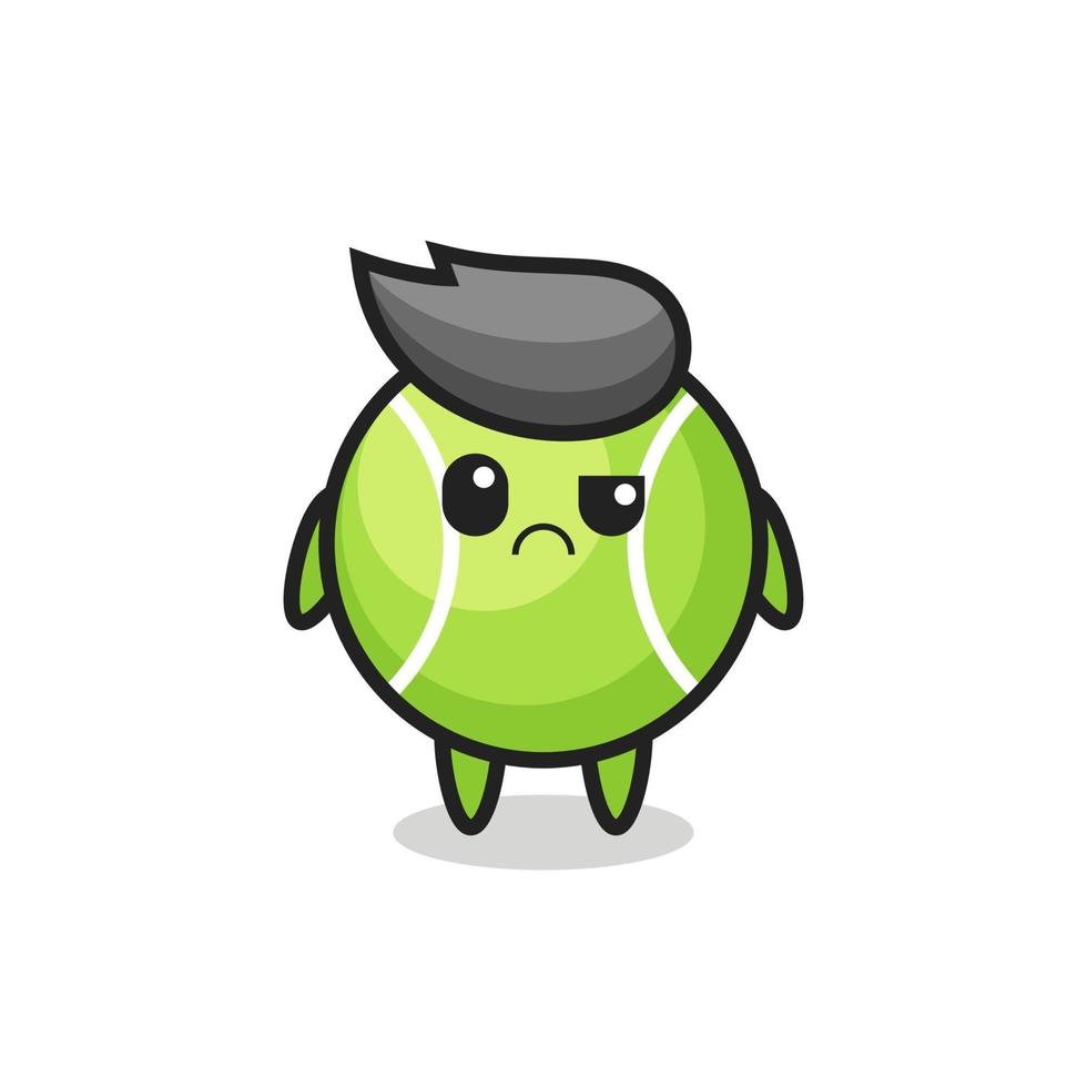 the mascot of the tennis ball with sceptical face vector