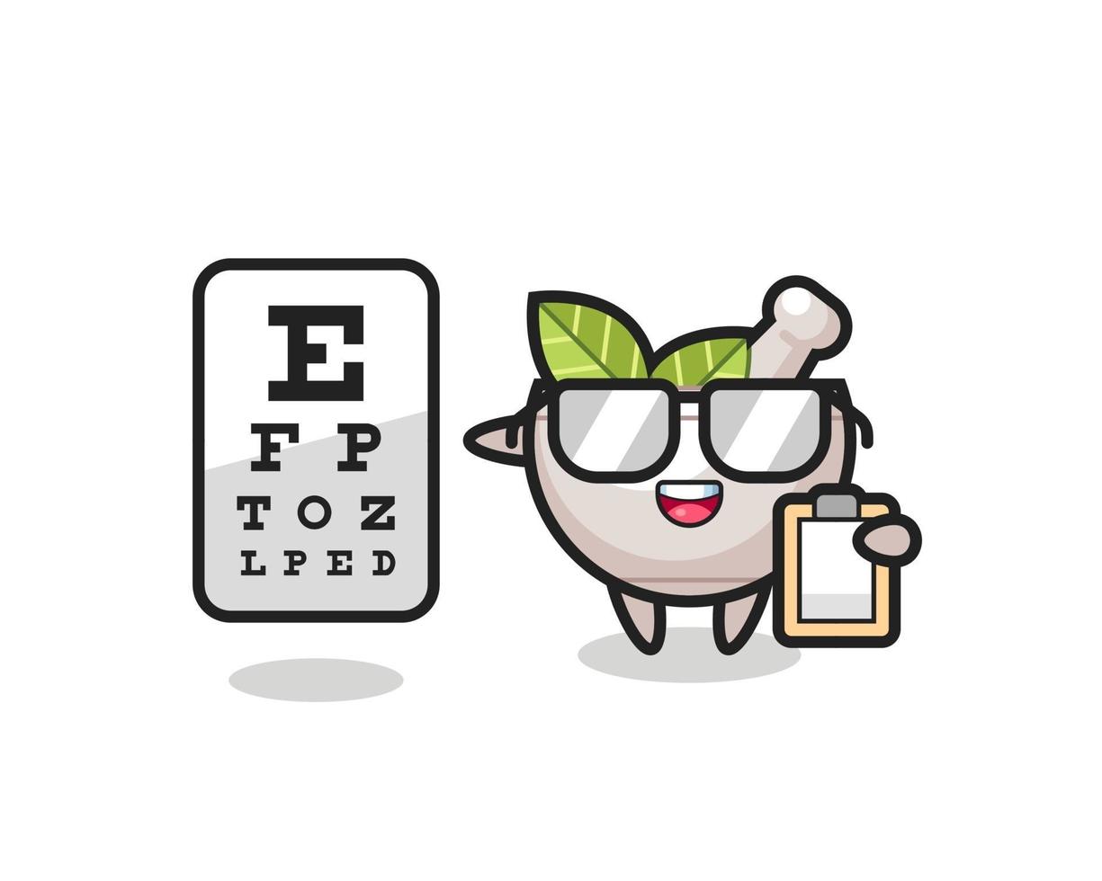 Ilustración de la mascota del cuenco de hierbas como oftalmólogo vector