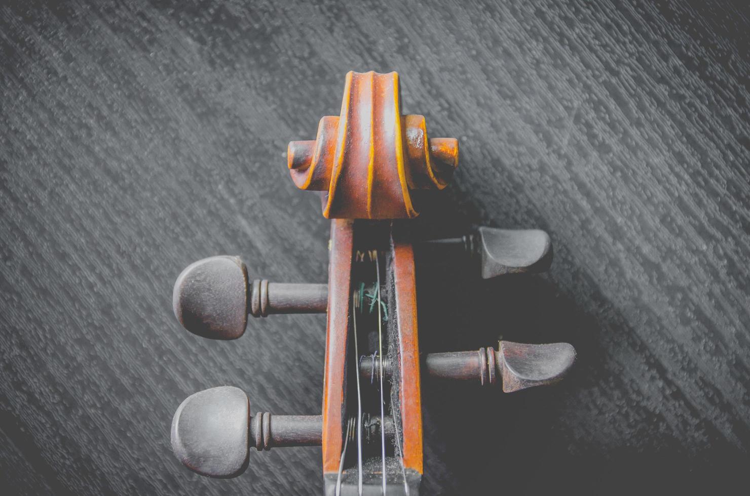 The violin on table, Classic musical instrument used in the orchestra. photo