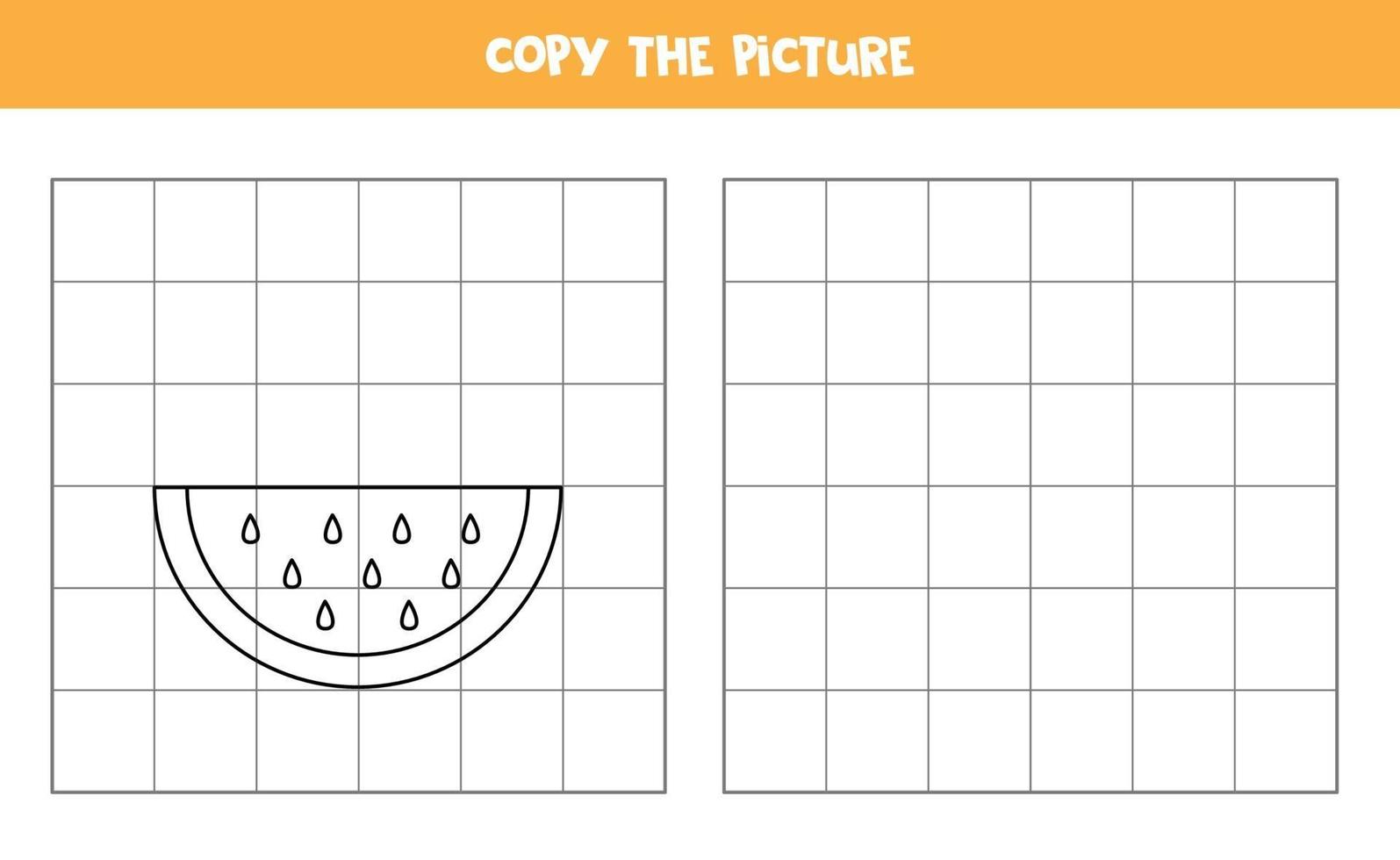Copy the picture of watermelon slice. Logical game for kids. vector