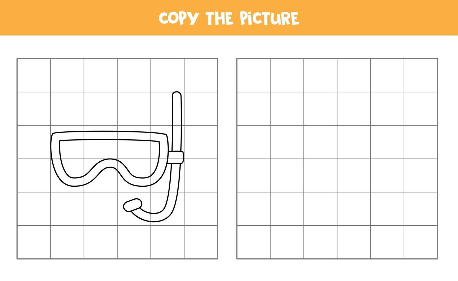 Copy the picture of diving mask. Logical game for kids. vector