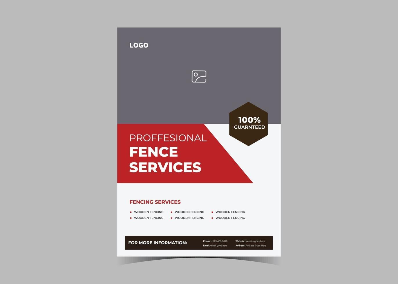 Fence service flyer template. vector