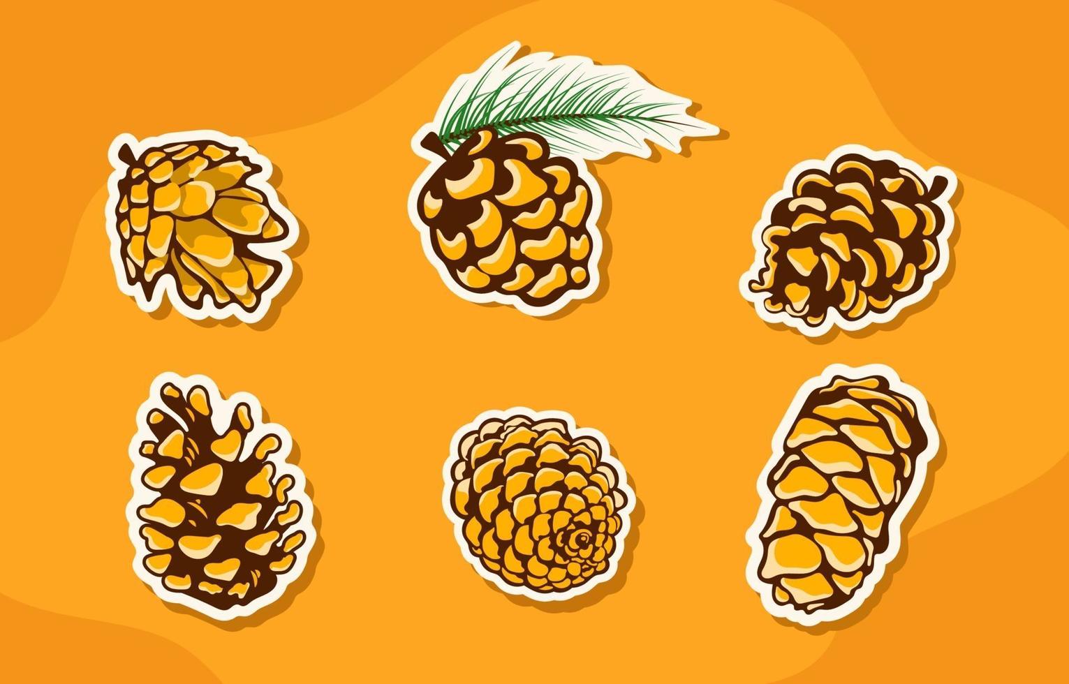 Autumn Pinecone Icon Collection vector