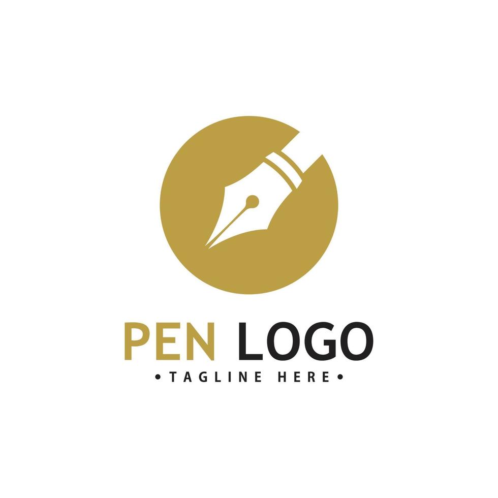 Pen Logo Icon Template. Company writer identity vector