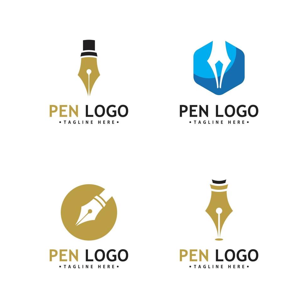 plantilla de icono de logotipo de pluma. identidad del escritor de la empresa vector