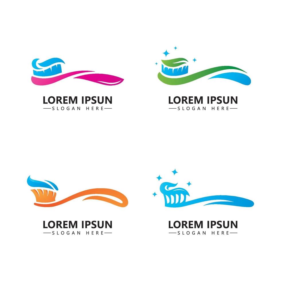 Cepillo de dientes con diseño de plantilla de vector de icono de logotipo de pasta de dientes