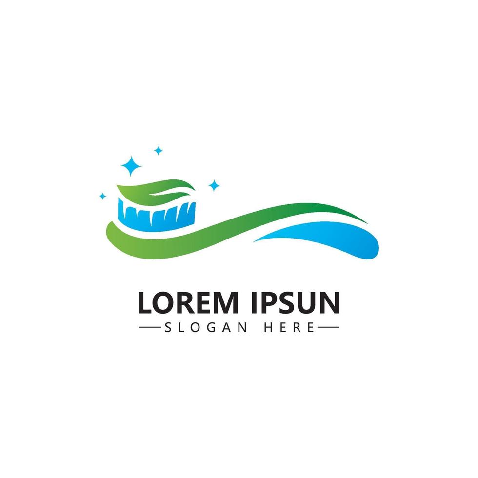 Toothbrush with toothpaste logo icon vector template design