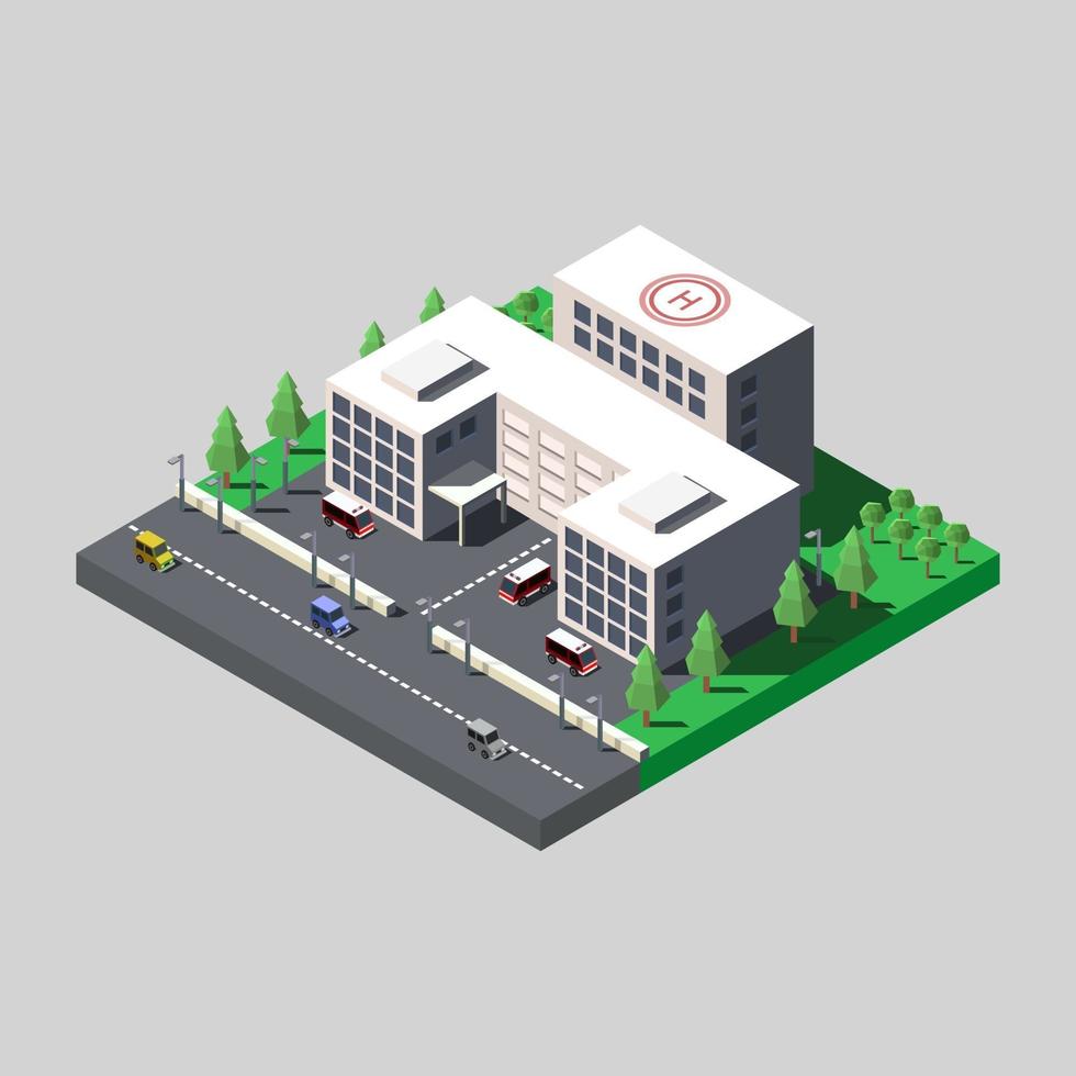 Isometric hospital illustrated on background vector