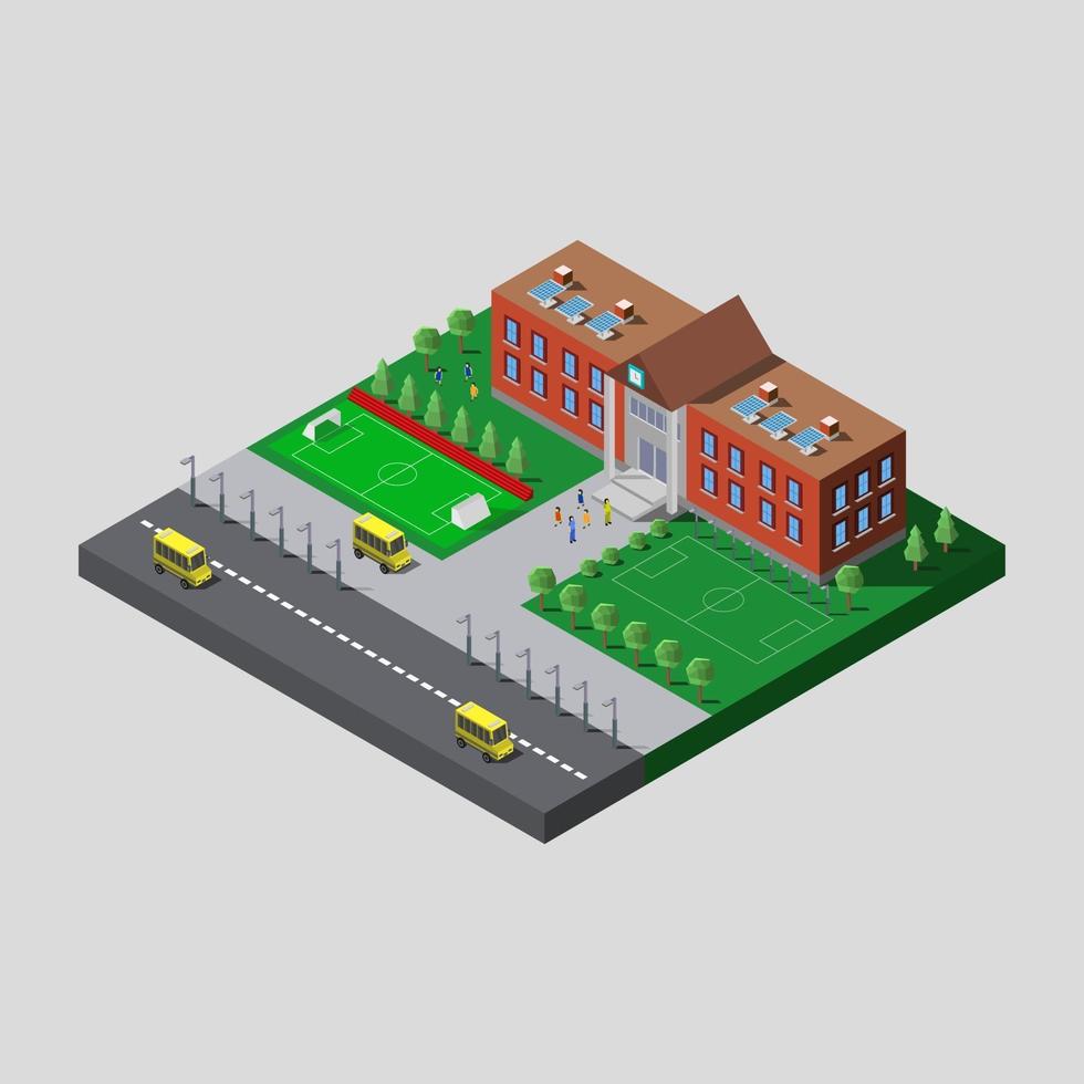 Isometric school illustrated on background vector