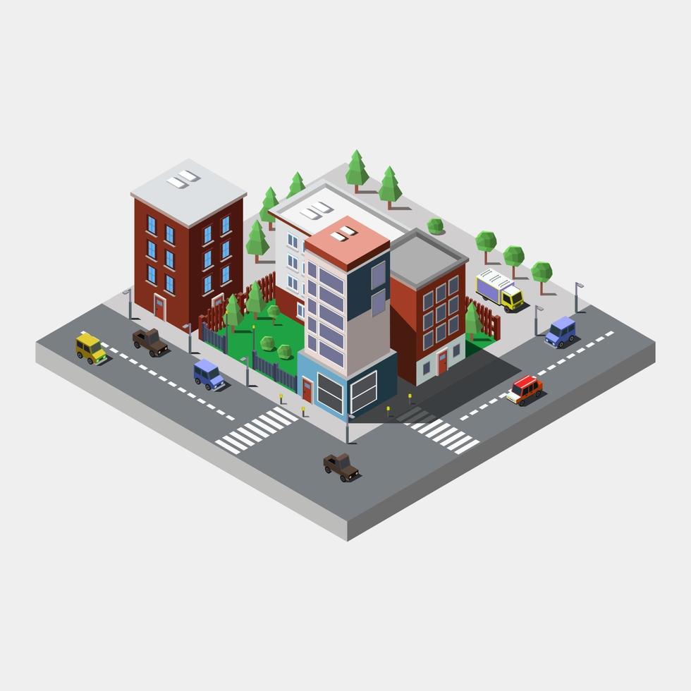 Isometric city illustrated on background vector