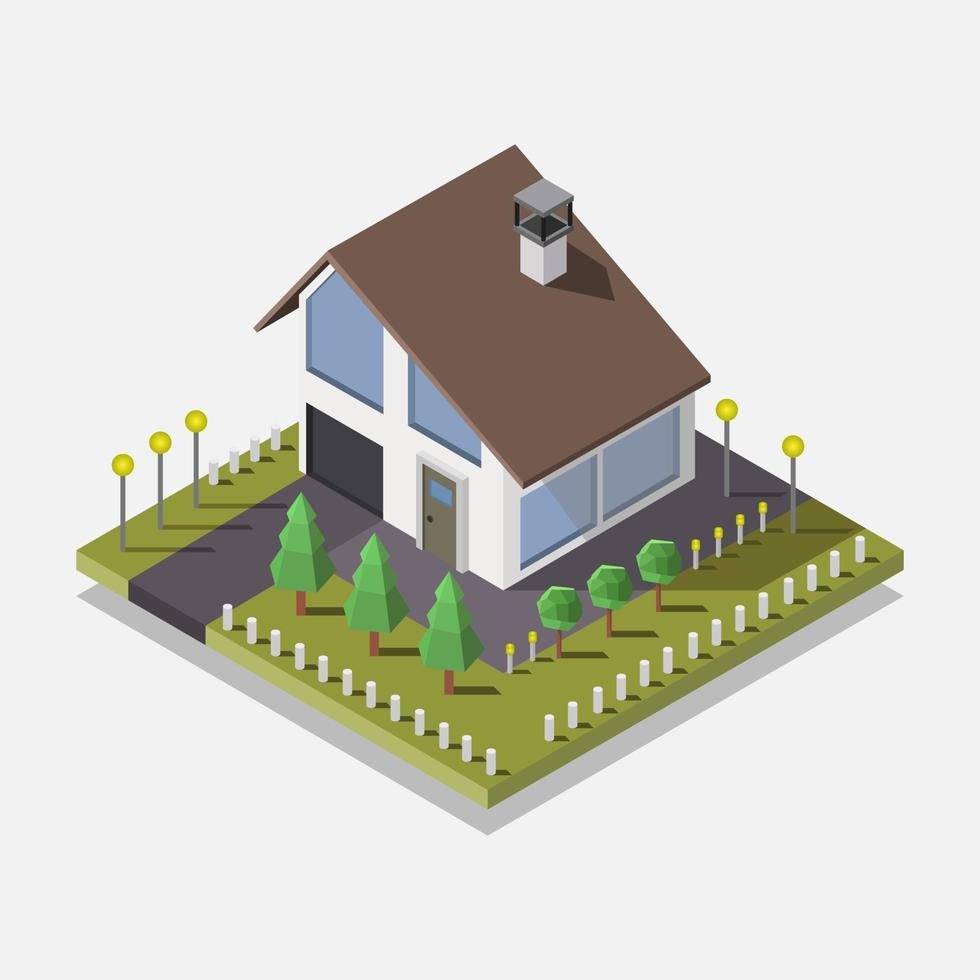 Isometric cottage illustrated on background vector