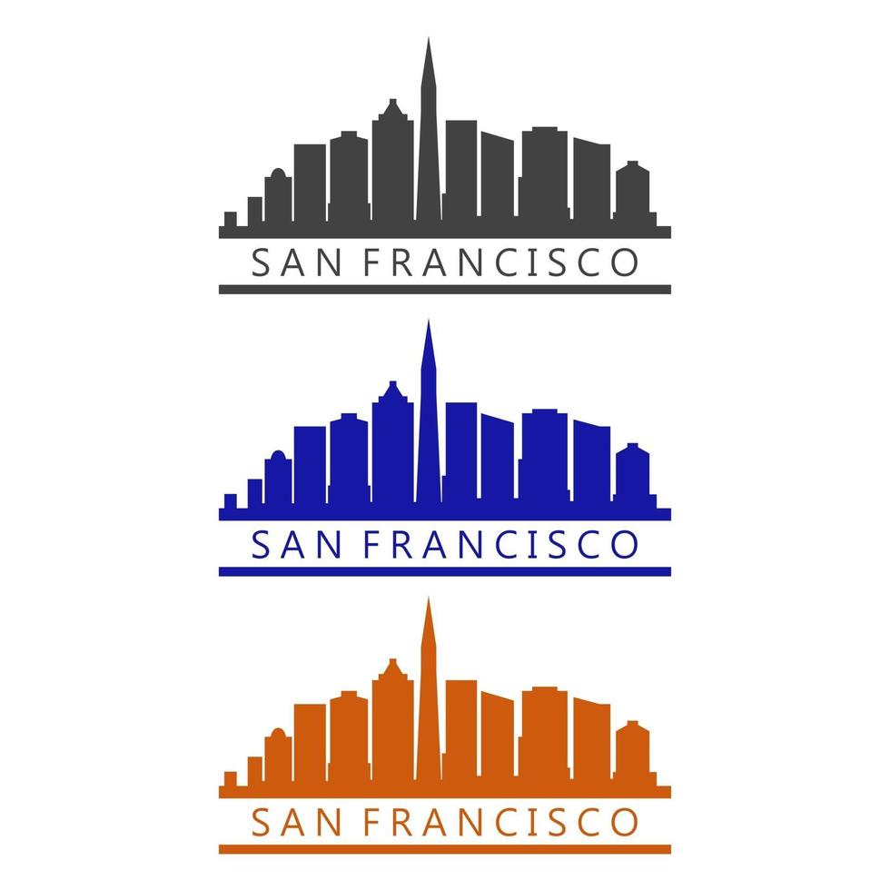 San Francisco skyline illustrated on white background vector